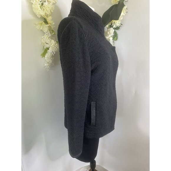 Vintage AMS Pure Women's Black Snap Closure Wool Blend Sweater Jacket Sz 8 Spain - Picture 8 of 16